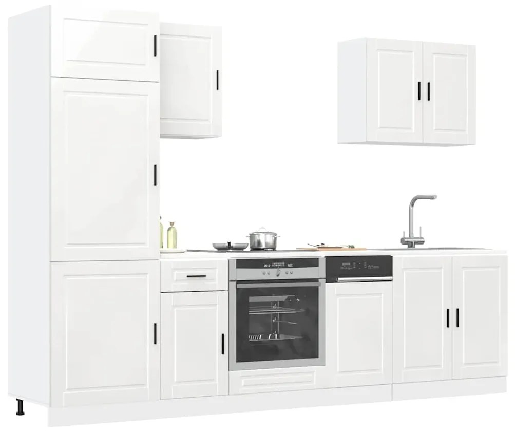 7 peças armário de cozinha conjunto Kalmar branco brilhante