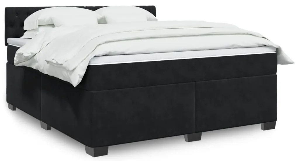 vidaXL Cama com molas/colchão 180x200 cm veludo preto