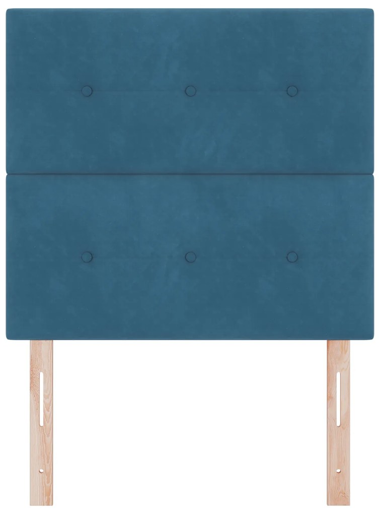 Cabeceira vidaXL Botão Estofada Azul Escuro 90 cm Veludo