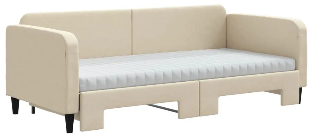 Sofá-cama c/ gavetão e colchões 90x200 cm tecido cor creme