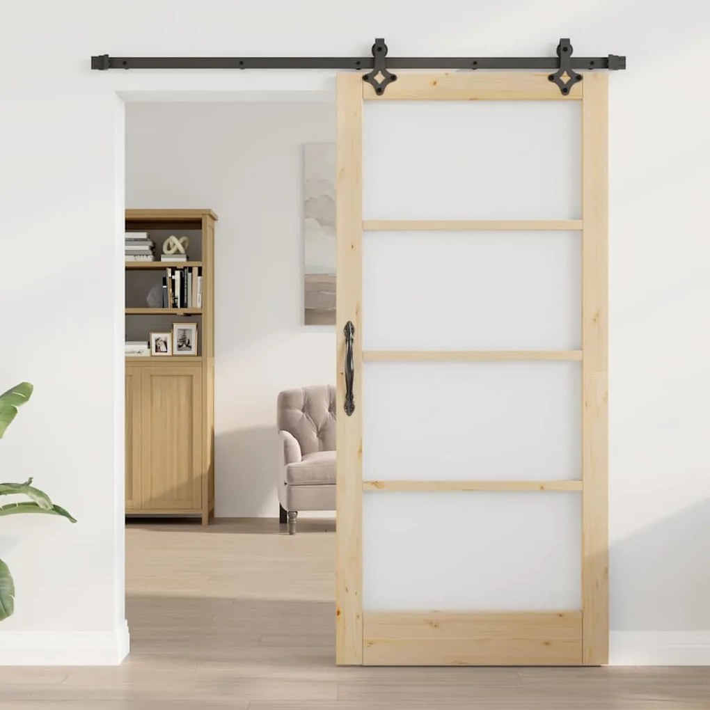 Porta de Correr vidaXL com Conjunto de Hardware 'ORKDAL'Madeira Sólida