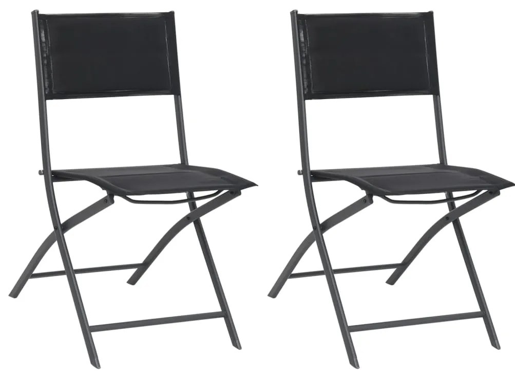 Cadeiras de exterior dobráveis 2 pcs aço e textilene