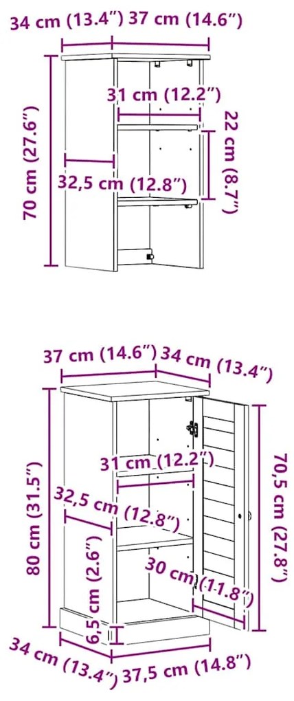 Conjunto de Móveis para Banheiro 2 pcs Marrom e Branco