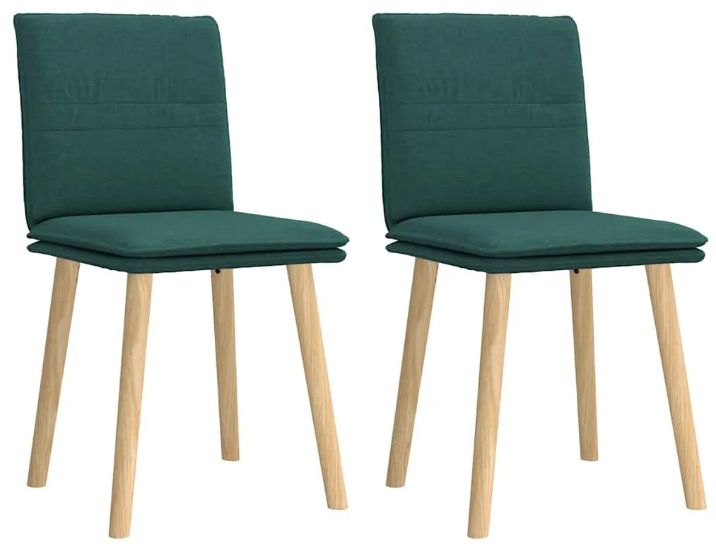 Cadeiras de jantar 2 pcs tecido verde-escuro