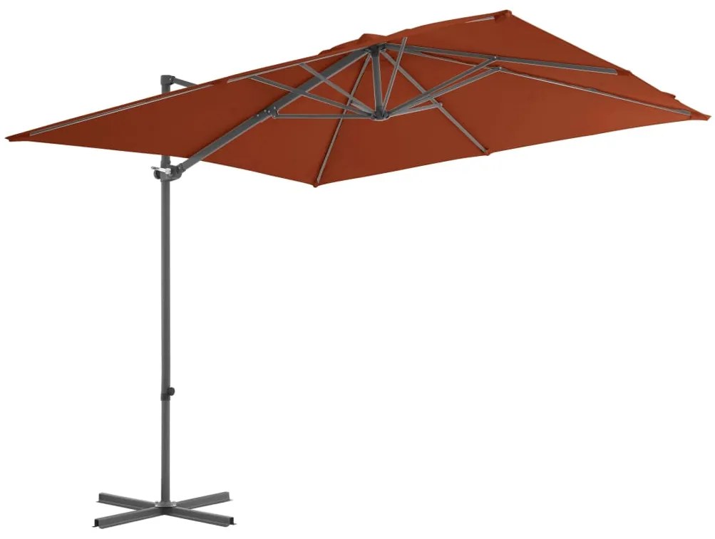 Guarda-sol jardim cantilever c/ poste aço 250x250 cm terracotta