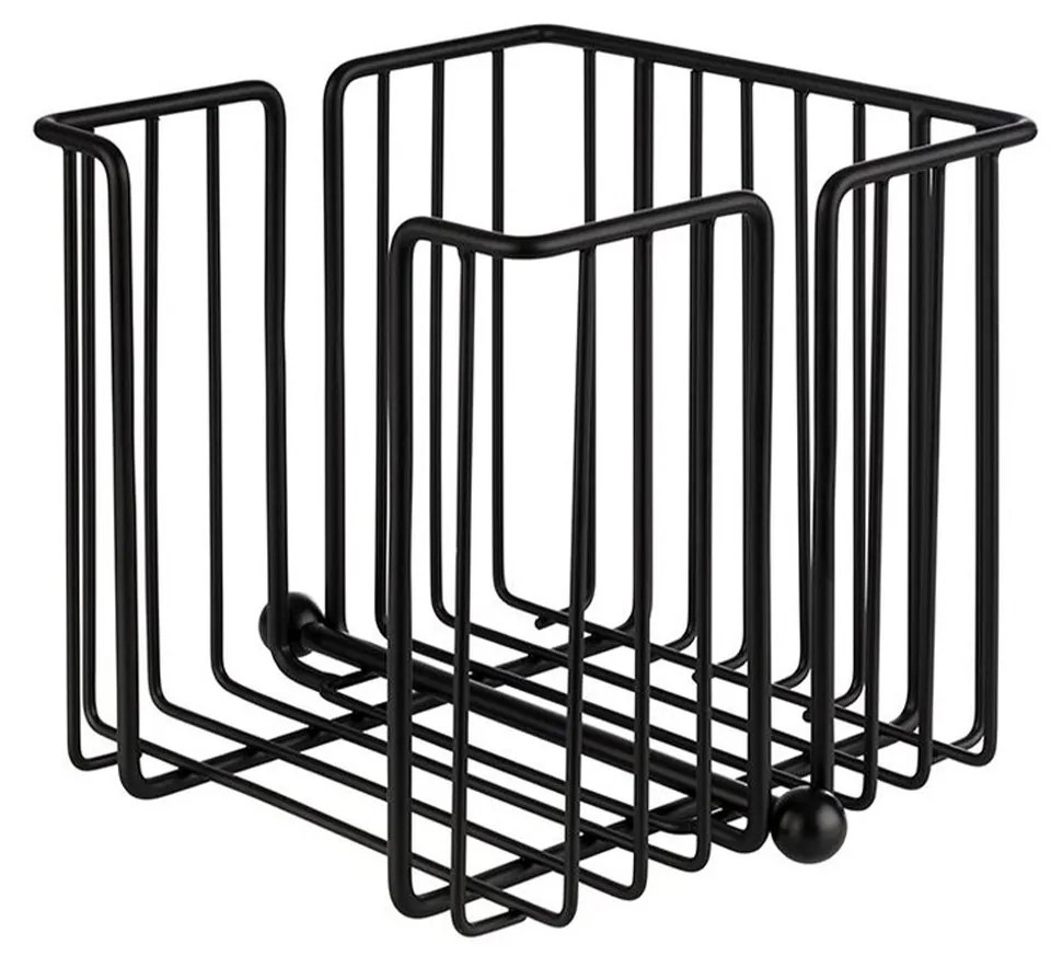 Suporte Guardanapos Metal Preto 19X19X18cm
