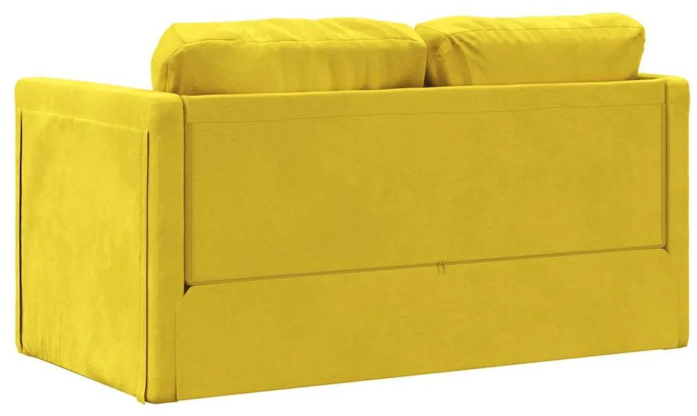 Sofá-cama sem pés 122x204x55 cm veludo amarelo-escuro