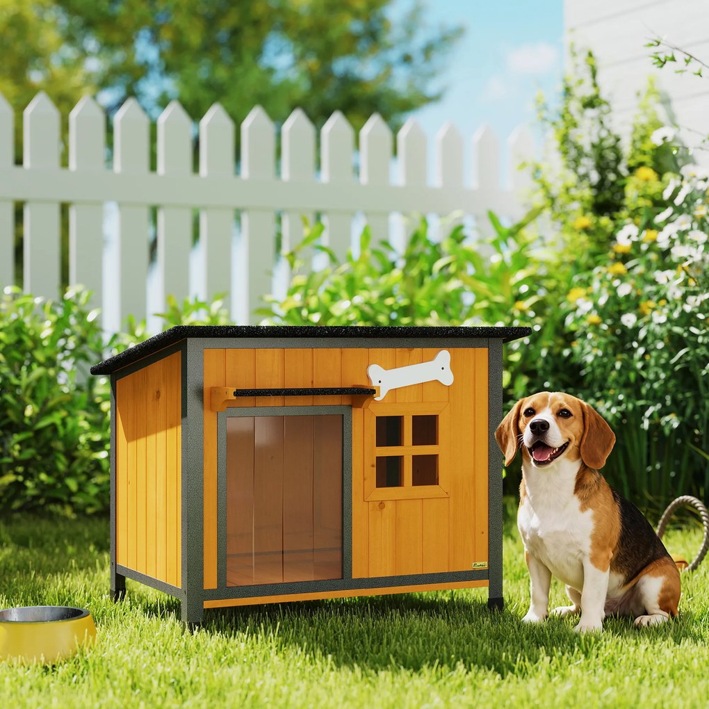 Casota para Cão de Exterior, 84,5 x 62 x 65 cm, Piso Amovível Amarelo