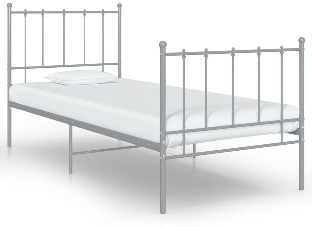 324948 vidaXL Estrutura de cama 90x200 cm metal cinzento