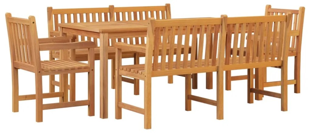 5 pcs conjunto de jantar p/ jardim madeira de teca maciça