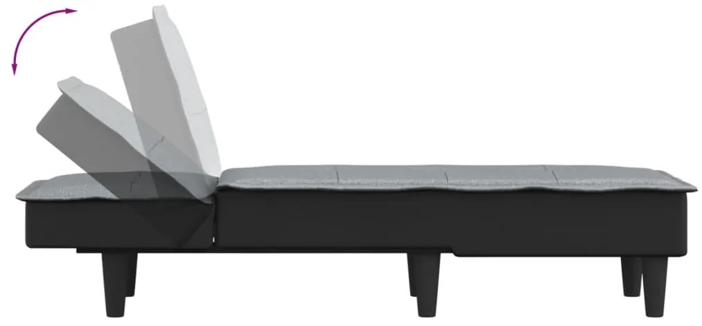 Chaise longue tecido cinzento-claro