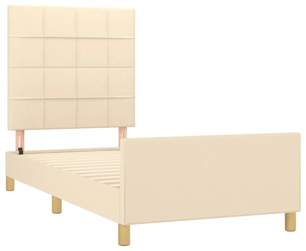 Estrutura de cama sem colchão 100x200 cm tecido cor creme