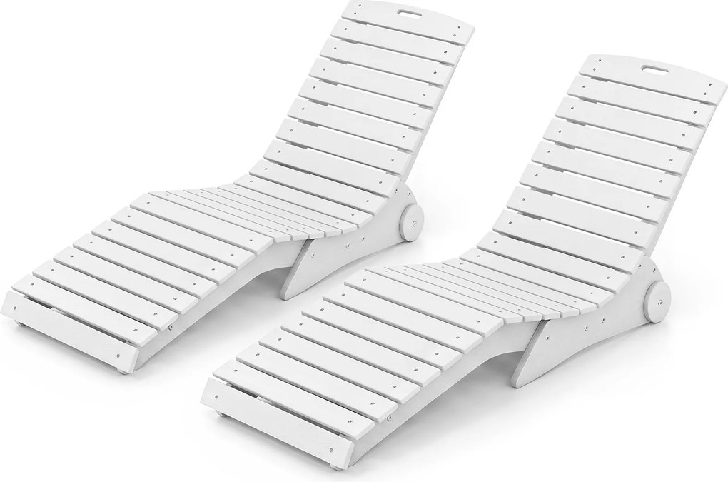 Conjunto de 2 Espreguiçadeiras para Piscina, 163 x 55 x 64 cm, Design Ergonómico em S, Branco