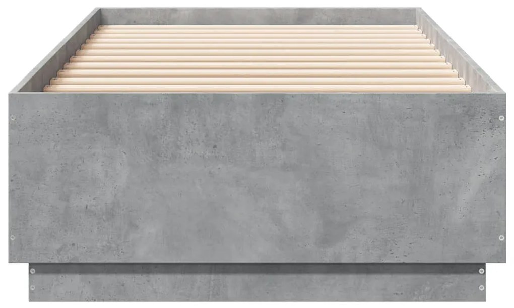 Estrutura de cama c/ luzes LED derivados madeira cinza cimento