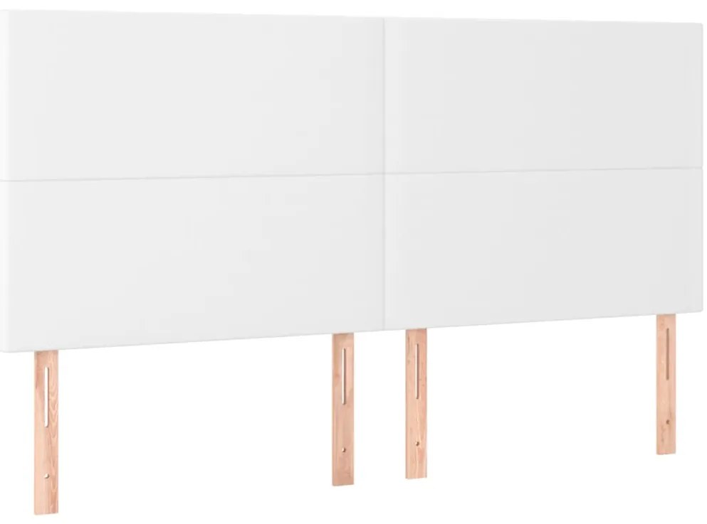 Cabeceira cama c/ LED couro artificial 160x5x118/128 cm branco