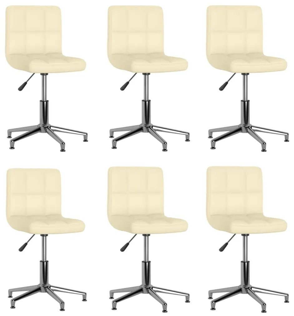 vidaXL Cadeiras de jantar giratórias 6 pcs couro artificial cor creme