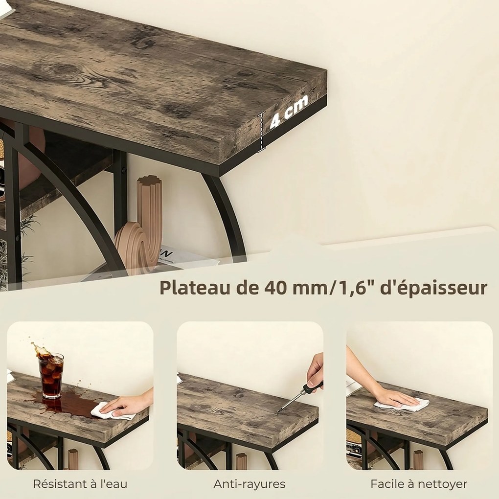 Mesa Consola de Entrada, 100 x 30 x 81,5 cm, 6 Prateleiras de Arrumação, Castanho Rústico