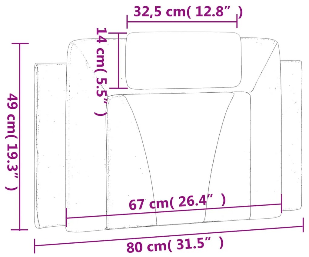 Almofadão de cabeceira 80 cm couro artificial preto