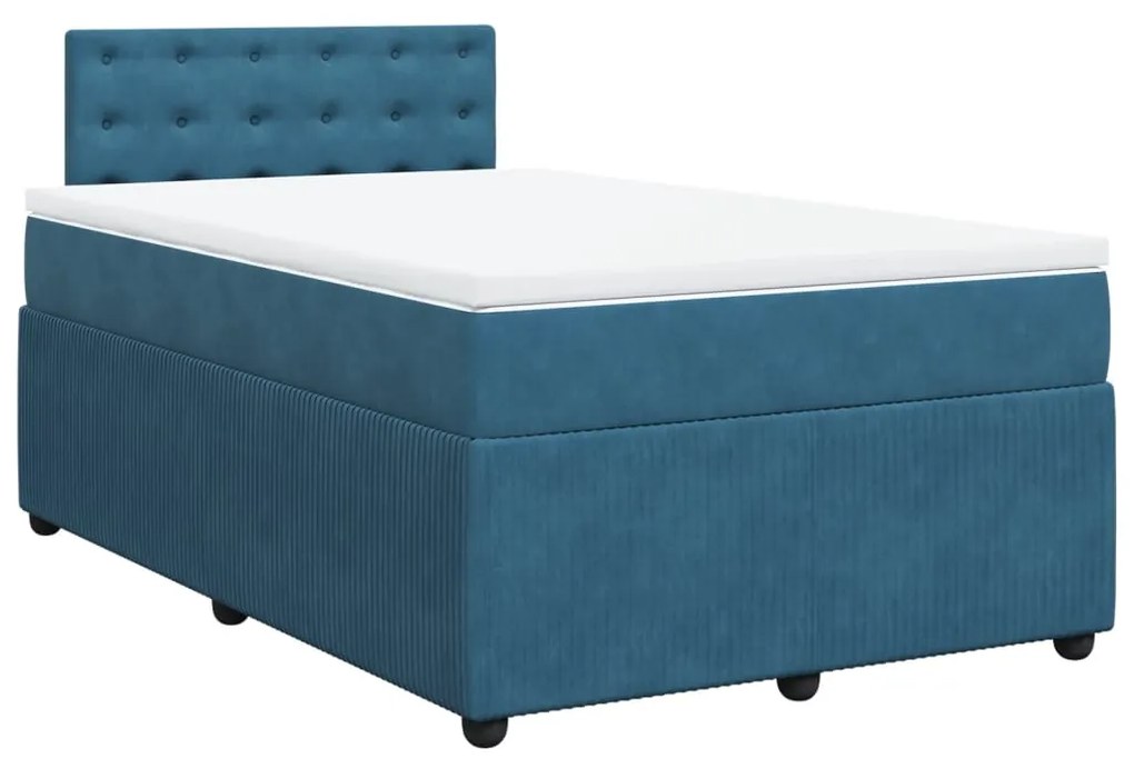 Cama boxspring com colchão 120x190 cm veludo azul