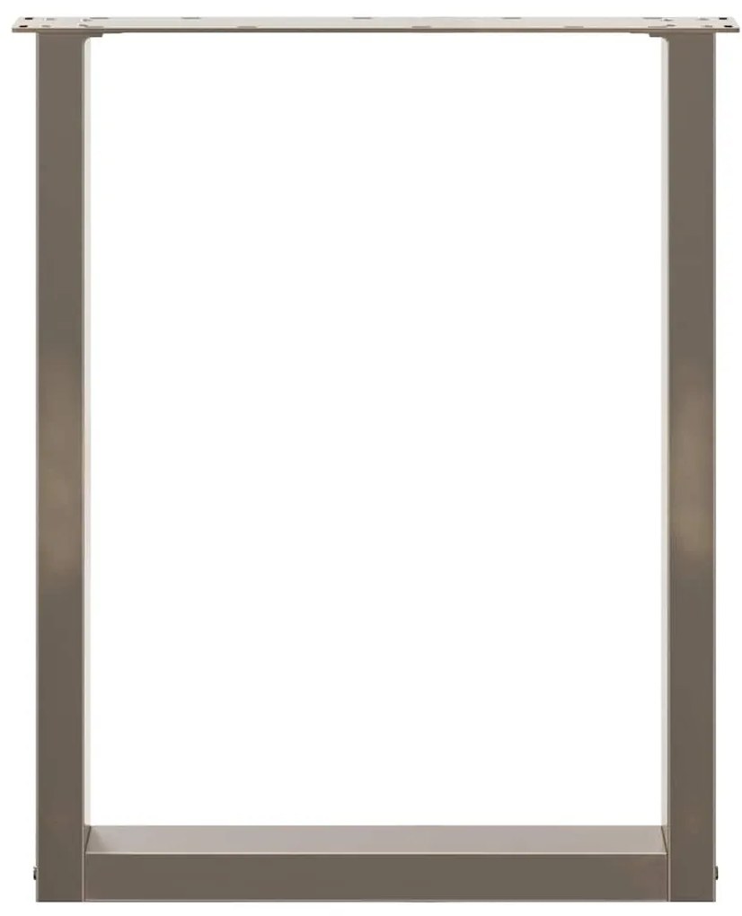 Pés para mesa de jantar em formato de U, 3 peças, aço natural, 70x(72-