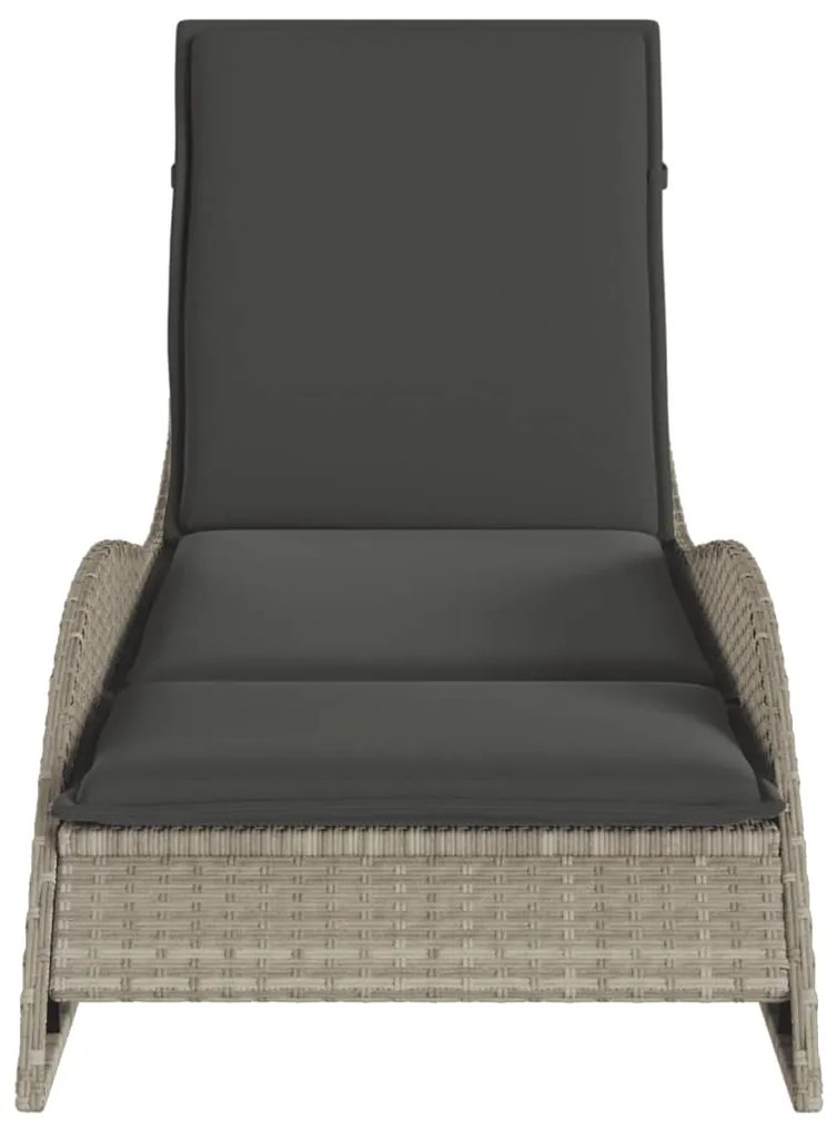 Espreguiçadeira com almofadão 60x205x73 cm vime PE cinza-claro