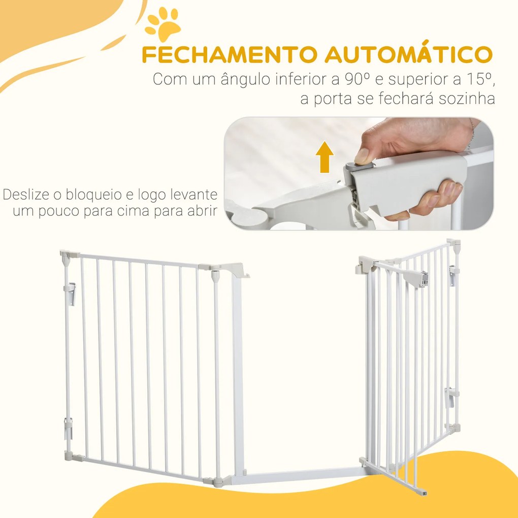 Barreira de Segurança para Animais de Estimação Barreira Dobrável de 5 Painéis 180x74,5 cm Branco