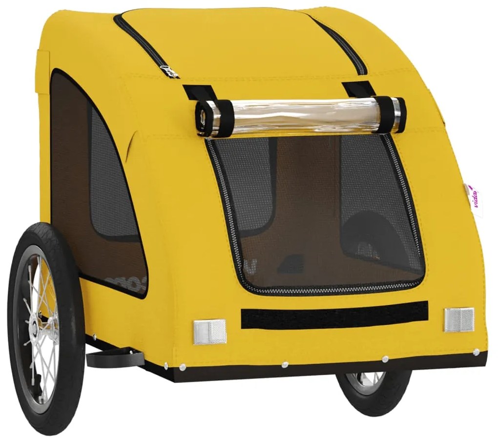 Reboque bicicleta p/ animais tecido oxford/ferro amarelo
