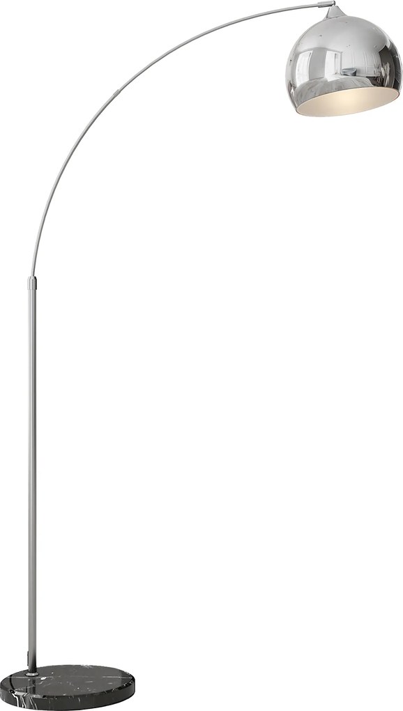 Candeeiro de Pé em Forma de Arco com Altura e Comprimento Ajustáveis com Interruptor de Pé 110-115x30x170-180 cm Prata e Preto