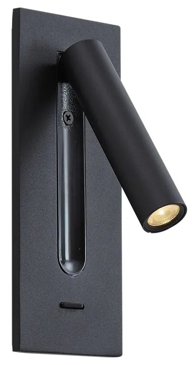 Candeeiro de parede moderno preto incluindo LED - Plaza