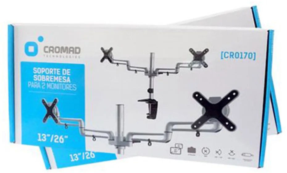 Suporte de Mesa 2 Monitores 13"-26" CROMAD