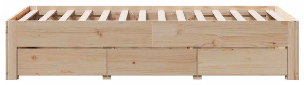 Cama sem colchão com gavetas 75x190 cm madeira de pinho maciça