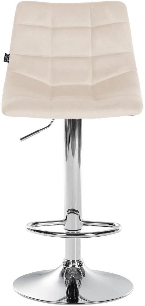 Conjunto de 2 bancos de bar Jerry em veludo com estrutura cromada 87-108,5 x 43 x 46,5 cm Creme