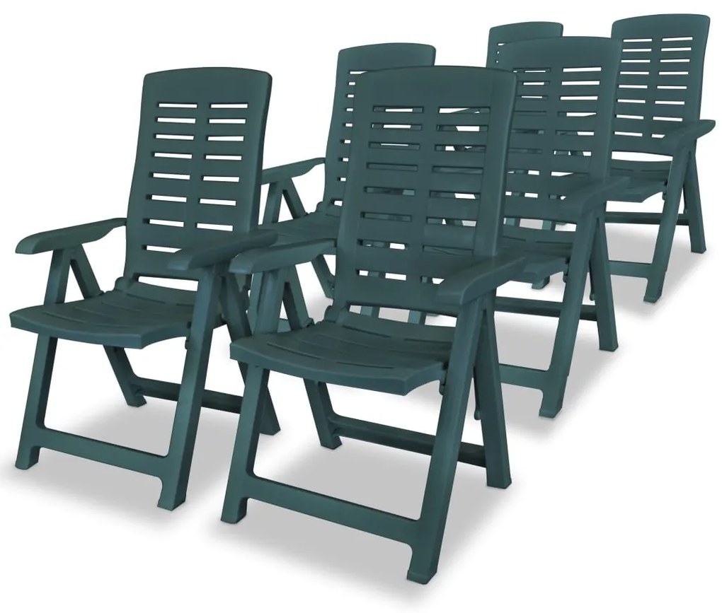 vidaXL Cadeiras de jardim reclináveis 6 pcs plástico verde