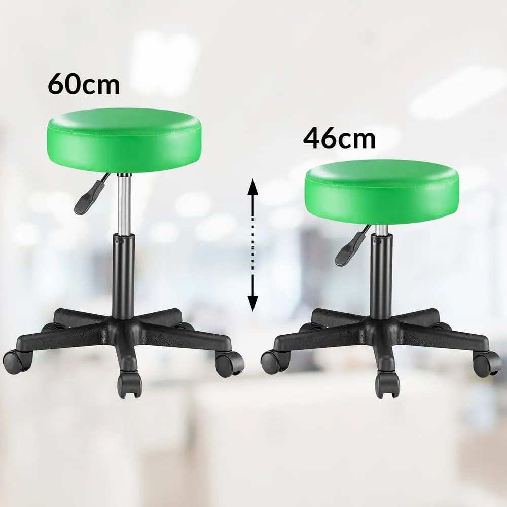Banco giratória em 360° com rodas em couro sintético Ø35 x 48 x 46-60 cm Verde