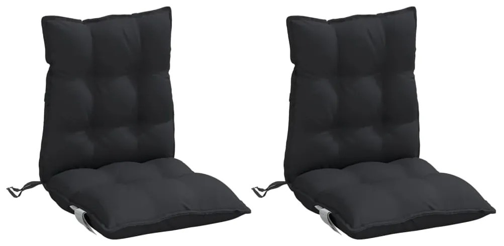 Almofadões cadeira encosto baixo 2 pcs tecido oxford preto