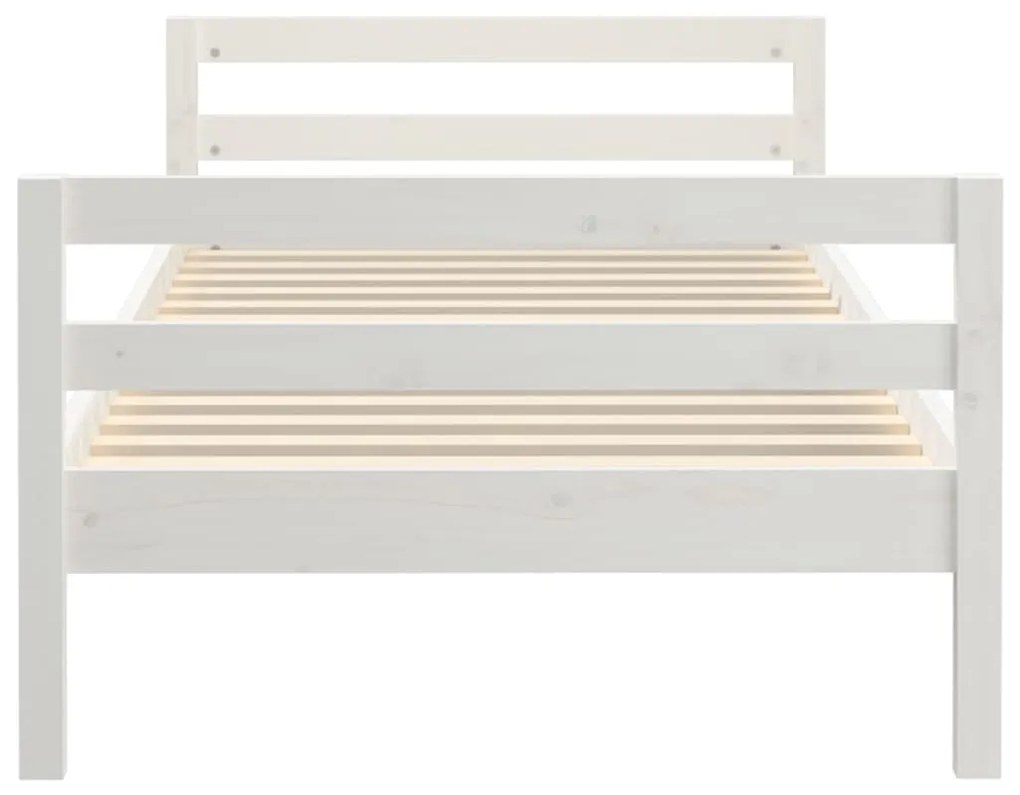 Cama sem colchão 75x190 cm madeira de pinho maciça branco