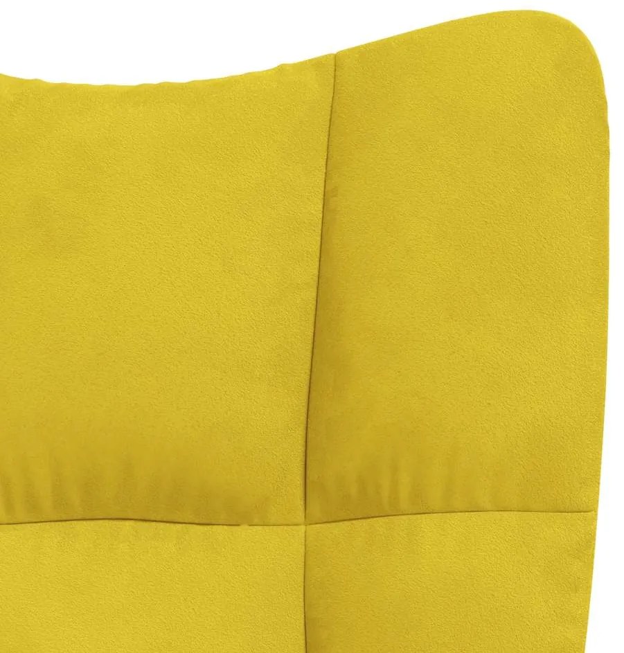 Cadeira de descanso com banco veludo amarelo mostarda