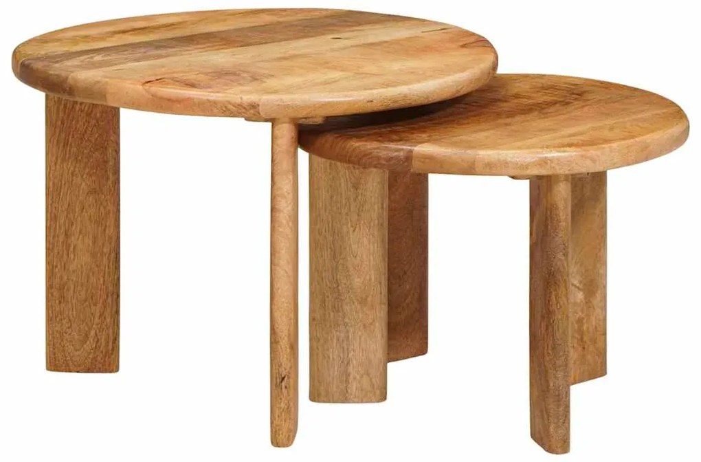 vidaXL Mesas de Café Empilháveis 2 pcs Madeira de manga maciça