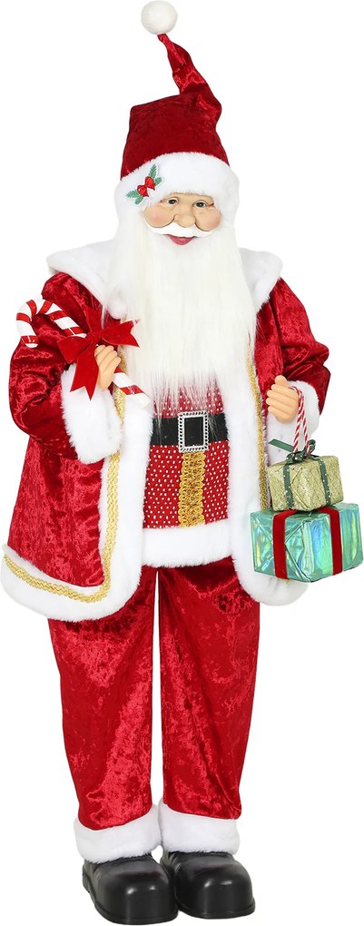 HOMCOM Papai Noel Animado com Música e Movimento 120 cm, Vermelho | Aosom Portugal
