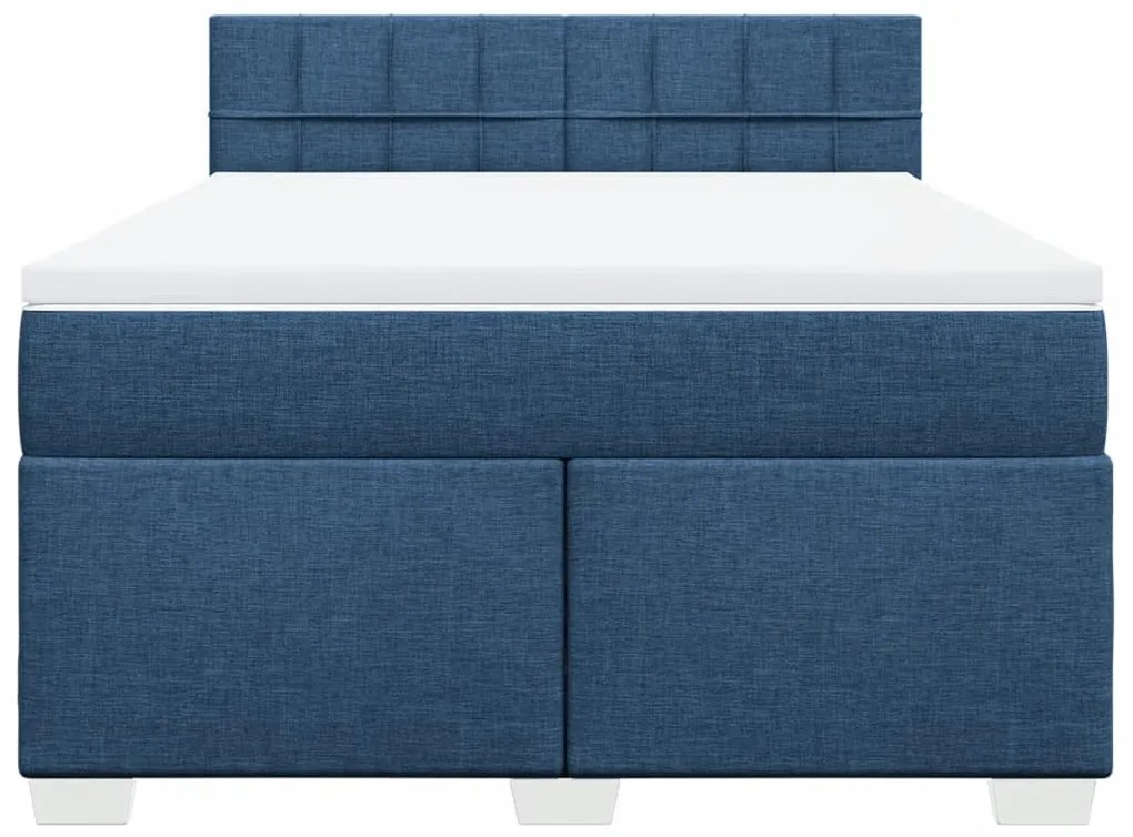Cama com molas/colchão 160x200 cm tecido azul