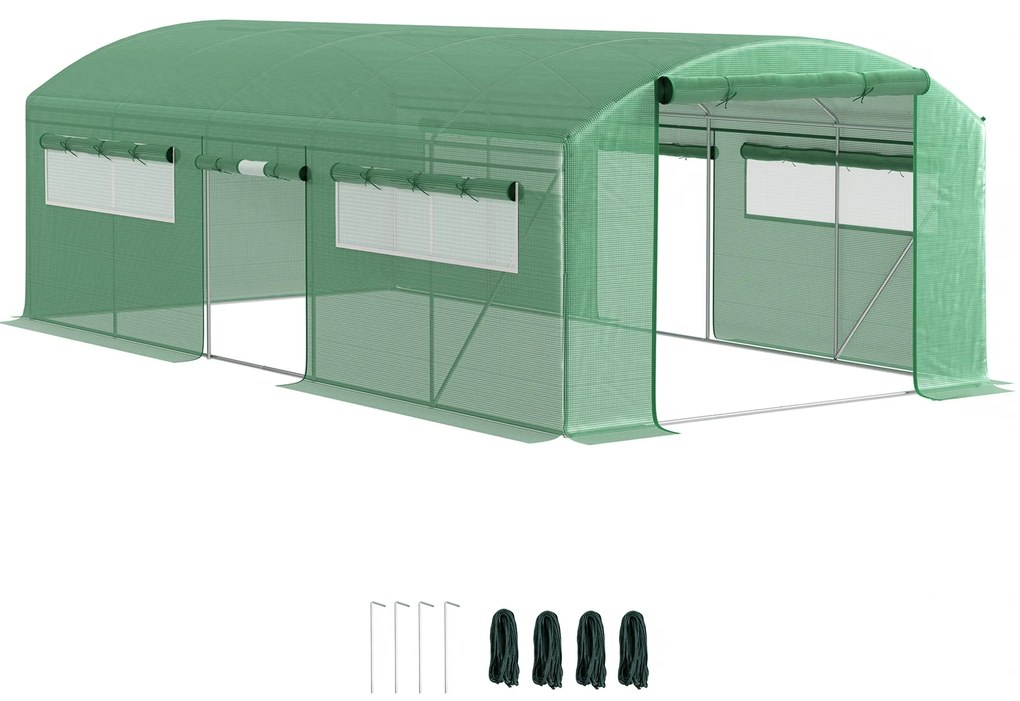 Estufa tipo Túnel 6x3x2 m Estufa de Exterior com 4 Janelas de Malha Co