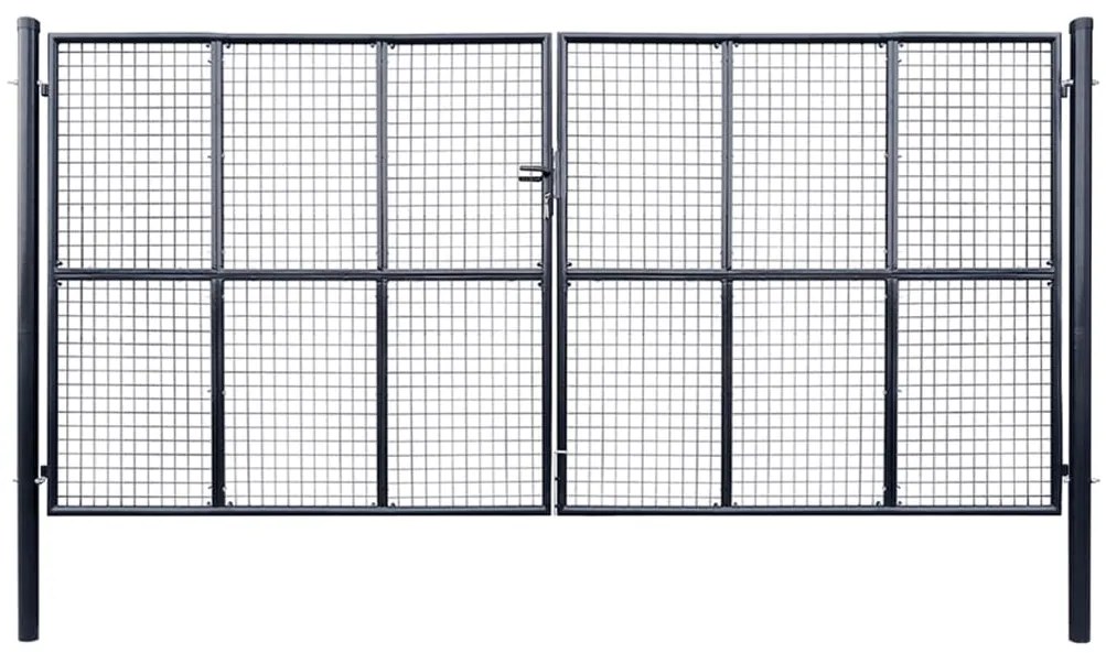 vidaXL Portão de jardim em tela de aço galvanizado 400x200 cm cinza