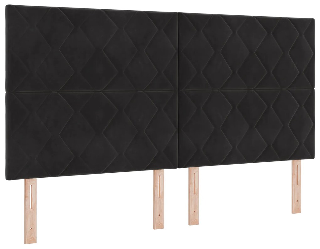 Cabeceira Design Blocos de Diamante Preta 180 cm Veludo