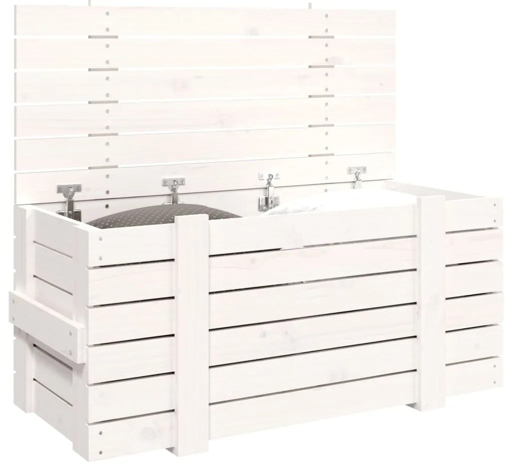 Caixa de arrumação 91x40,5x42 madeira de pinho maciça branco