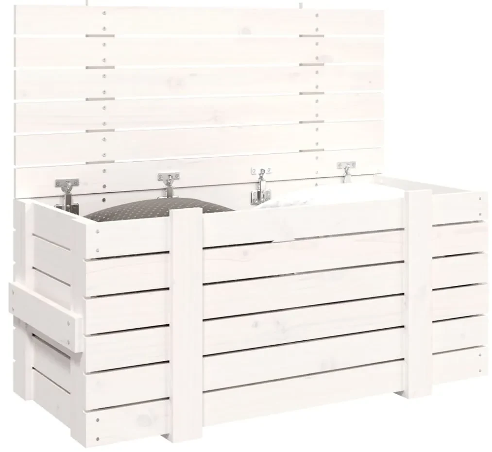Caixa de arrumação 91x40,5x42 madeira de pinho maciça branco | BIANO