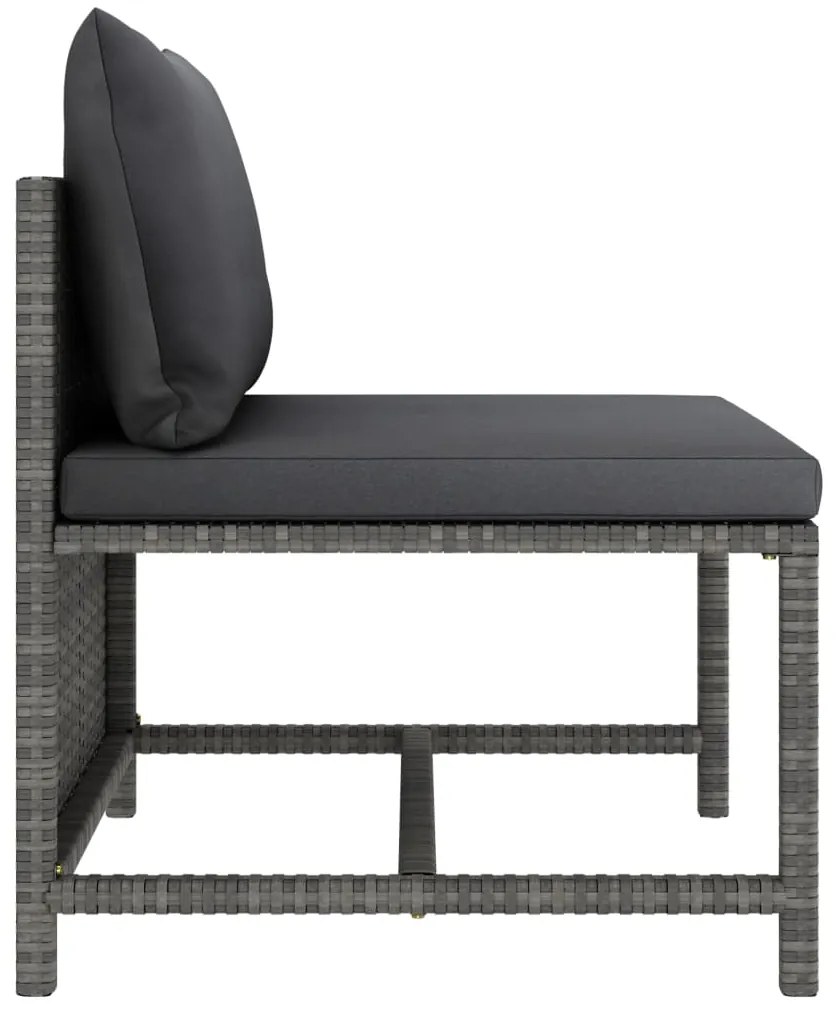 9 pcs conjunto lounge de jardim c/ almofadões vime PE cinzento