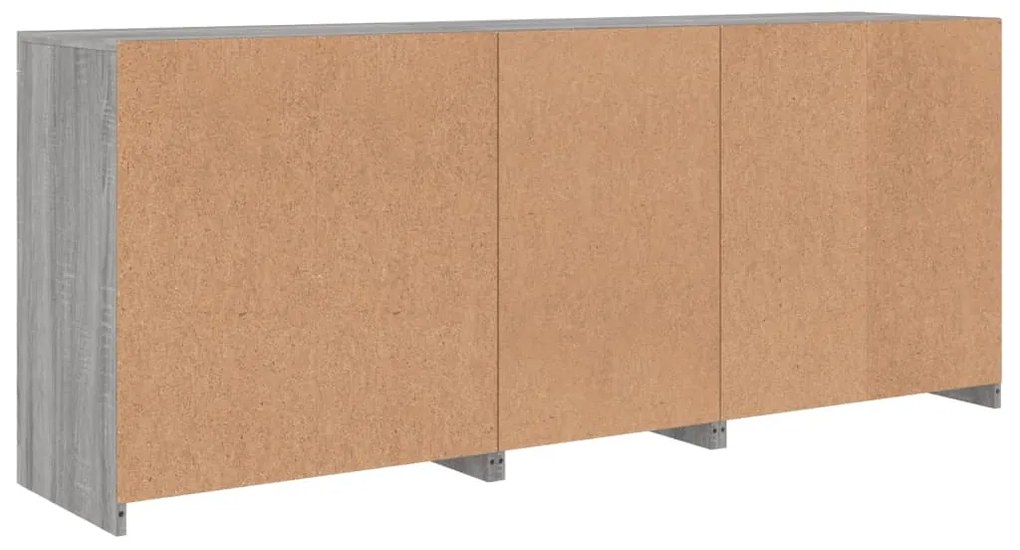 Aparador com luzes LED 162x37x67 cm cinzento sonoma