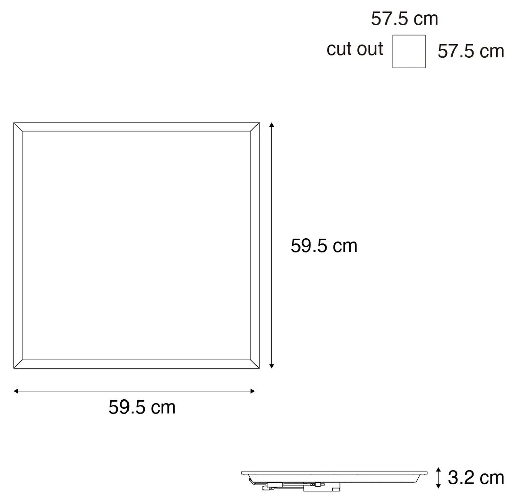 Painel LED embutido branco quadrado com LED 3000K - 6500K - Seagal Moderno