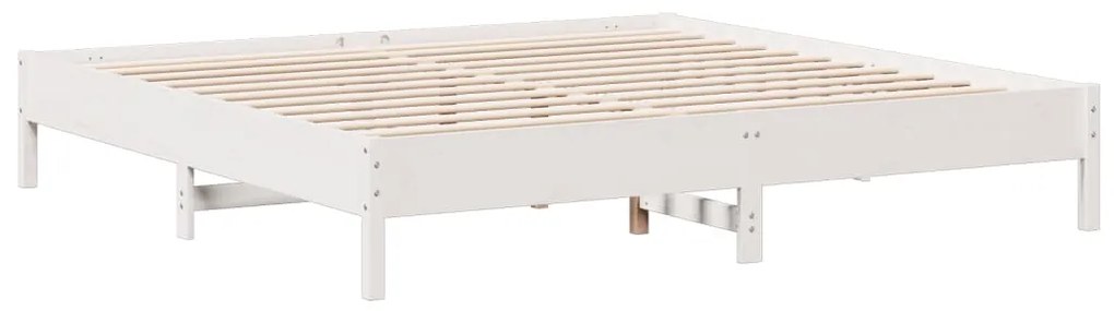 Cama com estante sem colchão 200x200 cm pinho maciço branco