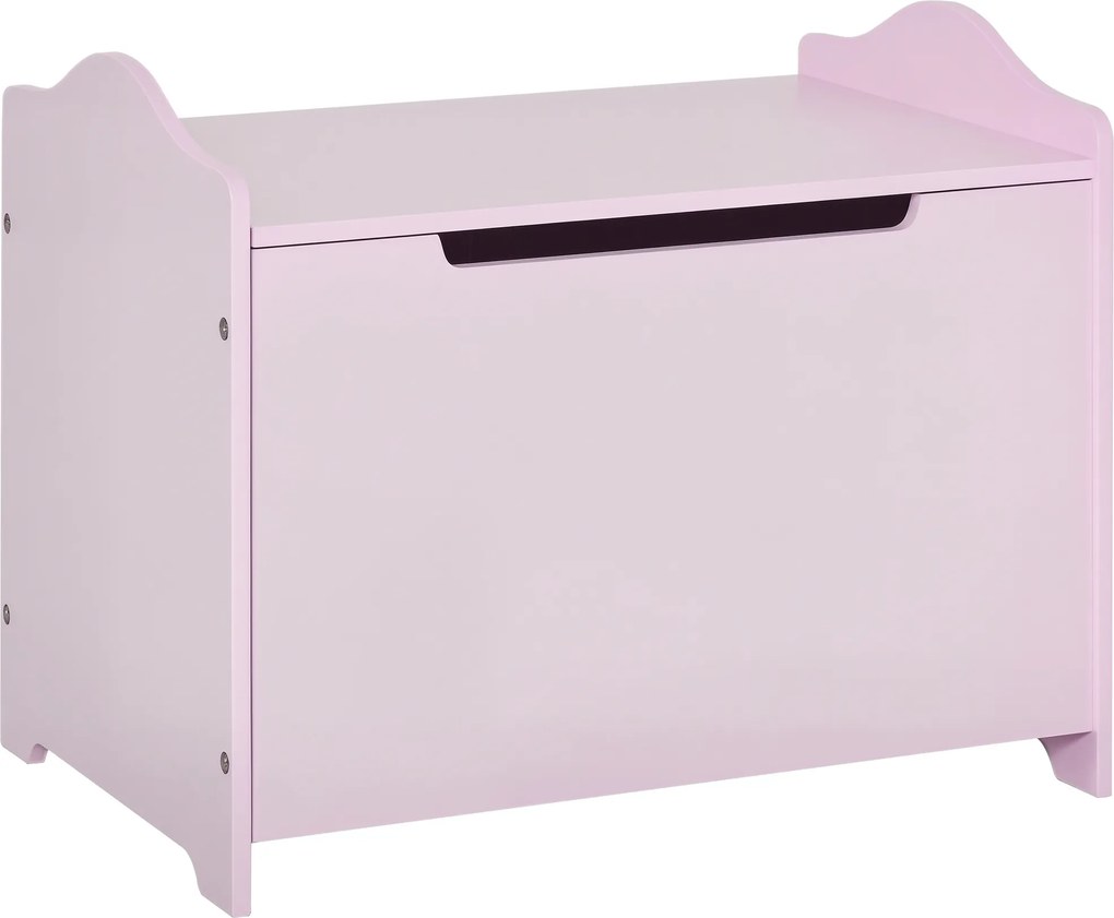 HOMCOM Organizador de Brinquedos Infatil com Tampa Tipo Baú para Crianças Acima de 3 Anos Livros Roupa Brinquedos 60x40x48 cm Rosa | Aosom Portugal